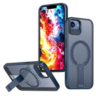 For iPhone 16e kalebol Honeycomb Cooling MagSafe Holder Phone Case(Blue)