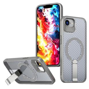 For iPhone 16e kalebol Honeycomb Cooling MagSafe Holder Phone Case(Titanium Grey)