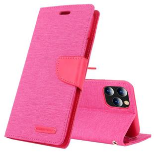 For iPhone 12 Pro Max GOOSPERY CANVAS DIARY Cross Texture Horizontal Flip Leather Case with Card Slots & Wallet & Holder(Rose Red)