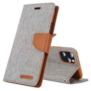 For iPhone 12 Pro Max GOOSPERY CANVAS DIARY Cross Texture Horizontal Flip Leather Case with Card Slots & Wallet & Holder(Grey)