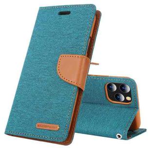 For iPhone 12 Pro Max GOOSPERY CANVAS DIARY Cross Texture Horizontal Flip Leather Case with Card Slots & Wallet & Holder(Green)