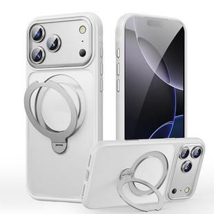 For iPhone 17 Pro Max Gear-Style Stress Relief 360 Rotation Holder MagSafe Phone Case(White)