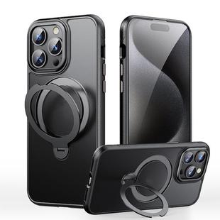 For iPhone 14 Pro Gear-Style Stress Relief 360 Rotation Holder MagSafe Phone Case(Black)