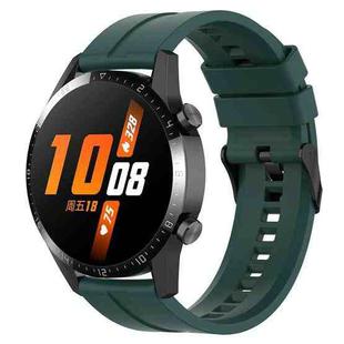 22mm For Huawei Watch GT5 / GT5 Pro xDfind Silicone Black Buckle Watch Band(Dark Green)