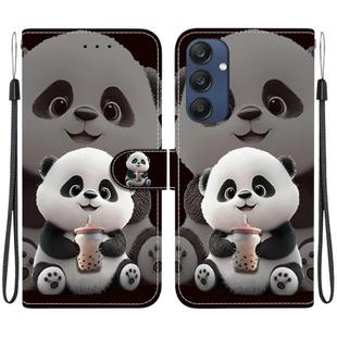 For Samsung Galaxy M35 5G Crystal Texture Colored Drawing Leather Phone Case(Milk Tea Bear)