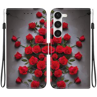 For Samsung Galaxy S23+ 5G Crystal Texture Colored Drawing Leather Phone Case(Red Roses)