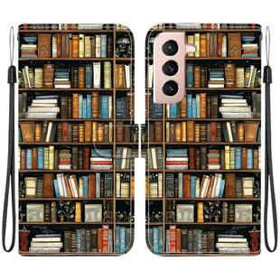 For Samsung Galaxy S22 5G Crystal Texture Colored Drawing Leather Phone Case(Bookshelf)