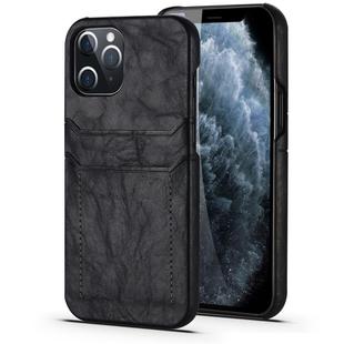 For iPhone 12 / 12 Pro Calf Texture PU + PC Protective Case with Card Slots(Black)