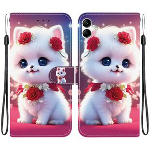 For Samsung Galaxy A04e / F04 / M04 Crystal Texture Colored Drawing Leather Phone Case(Rose Cat)
