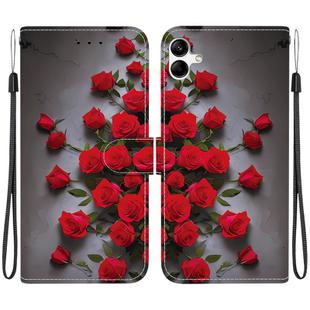 For Samsung Galaxy A04e / F04 / M04 Crystal Texture Colored Drawing Leather Phone Case(Red Roses)