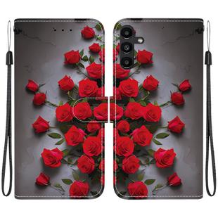 For Samsung Galaxy A13 4G / 5G / A04 Crystal Texture Colored Drawing Leather Phone Case(Red Roses)