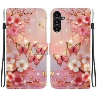 For Samsung Galaxy A15 4G / 5G Crystal Texture Colored Drawing Leather Phone Case(Lantern Butterflies)