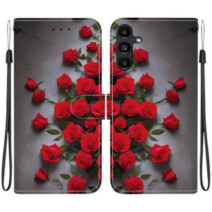 For Samsung Galaxy A15 4G / 5G Crystal Texture Colored Drawing Leather Phone Case(Red Roses)