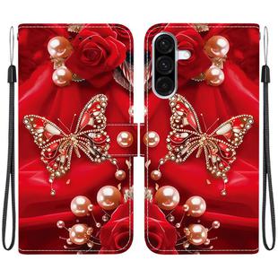 For Samsung Galaxy A17 5G / A26 5G Crystal Texture Colored Drawing Leather Phone Case(Pearl Butterfly Rose)