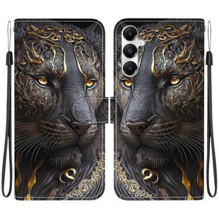 For Samsung Galaxy A35 5G Crystal Texture Colored Drawing Leather Phone Case(Black Gold Lion)