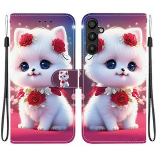 For Samsung Galaxy A54 5G Crystal Texture Colored Drawing Leather Phone Case(Rose Cat)