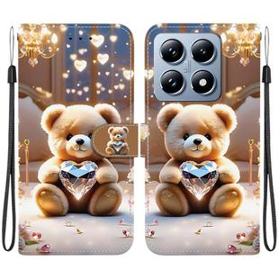 For Xiaomi 14T Crystal Texture Colored Drawing Leather Phone Case(Diamond Bear)