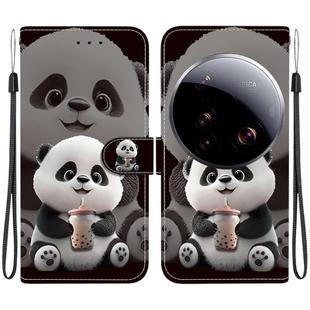 For Xiaomi 15 Ultra Crystal Texture Colored Drawing Leather Phone Case(Milk Tea Bear)