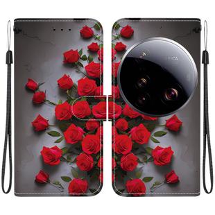 For Xiaomi 15 Ultra Crystal Texture Colored Drawing Leather Phone Case(Red Roses)
