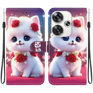 For Redmi Turbo 3 / Xiaomi Poco F6 Crystal Texture Colored Drawing Leather Phone Case(Rose Cat)