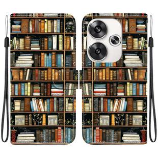 For Redmi Turbo 3 / Xiaomi Poco F6 Crystal Texture Colored Drawing Leather Phone Case(Bookshelf)