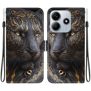 For Redmi Note 14 5G Crystal Texture Colored Drawing Leather Phone Case(Black Gold Lion)