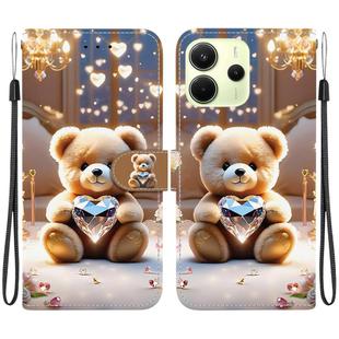 For Redmi Note 14 4G 164.84mm Crystal Texture Colored Drawing Leather Phone Case(Diamond Bear)