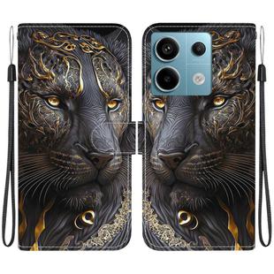 For Redmi Note 13 Pro 5G / Xiaomi Poco X6 Crystal Texture Colored Drawing Leather Phone Case(Black Gold Lion)