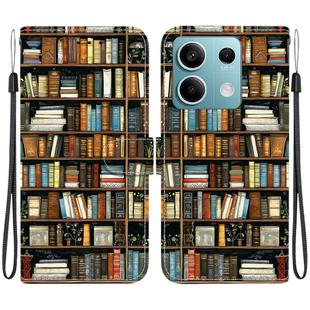For Redmi Note 13 5G Crystal Texture Colored Drawing Leather Phone Case(Bookshelf)