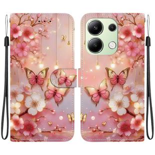 For Redmi Note 13 4G Crystal Texture Colored Drawing Leather Phone Case(Lantern Butterflies)
