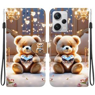 For Redmi Note 12 Pro+ Global Crystal Texture Colored Drawing Leather Phone Case(Diamond Bear)