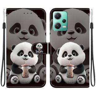 For Redmi Note 12 5G Global / Xiaomi Poco X5 Crystal Texture Colored Drawing Leather Phone Case(Milk Tea Bear)