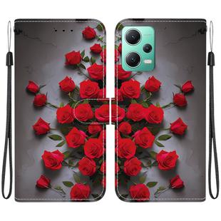 For Redmi Note 12 5G Global / Xiaomi Poco X5 Crystal Texture Colored Drawing Leather Phone Case(Red Roses)
