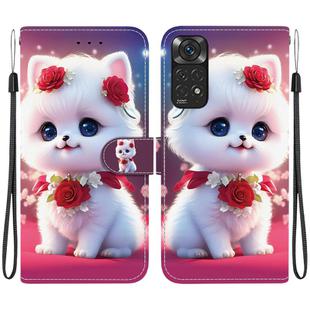 For Redmi Note 11 Global / Note 11S Crystal Texture Colored Drawing Leather Phone Case(Rose Cat)