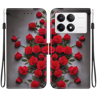 For Redmi K70 / K70 Pro / Xiaomi Poco F6 Pro Crystal Texture Colored Drawing Leather Phone Case(Red Roses)