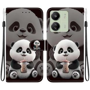 For Redmi 13C 4G / 5G / Xiaomi Poco C65 Crystal Texture Colored Drawing Leather Phone Case(Milk Tea Bear)