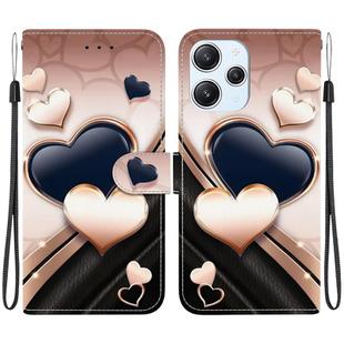 For Redmi 12 4G / 5G / Note 12R Crystal Texture Colored Drawing Leather Phone Case(Love Heart)
