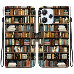 For Redmi 12 4G / 5G / Note 12R Crystal Texture Colored Drawing Leather Phone Case(Bookshelf)