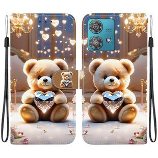 For Motorola Edge 40 Neo Crystal Texture Colored Drawing Leather Phone Case(Diamond Bear)