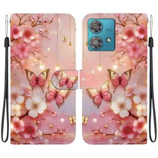 For Motorola Edge 40 Neo Crystal Texture Colored Drawing Leather Phone Case(Lantern Butterflies)