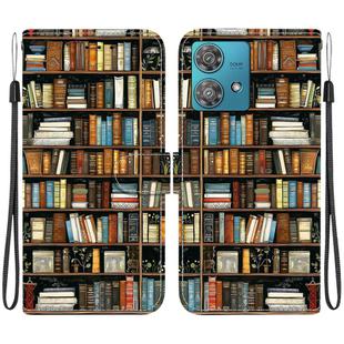 For Motorola Edge 40 Neo Crystal Texture Colored Drawing Leather Phone Case(Bookshelf)