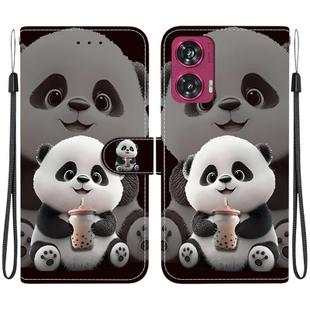 For Motorola Edge 50 Fusion Crystal Texture Colored Drawing Leather Phone Case(Milk Tea Bear)