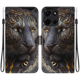 For Motorola Moto G Power 2025 Crystal Texture Colored Drawing Leather Phone Case(Black Gold Lion)
