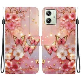 For Motorola Moto G54 Crystal Texture Colored Drawing Leather Phone Case(Lantern Butterflies)