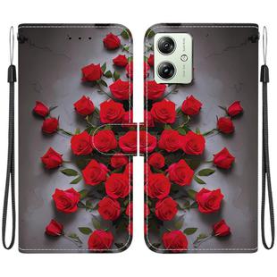 For Motorola Moto G54 Crystal Texture Colored Drawing Leather Phone Case(Red Roses)