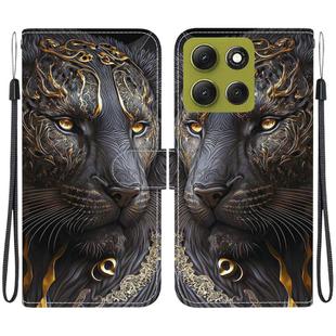 For Motorola Moto G86 5G Crystal Texture Colored Drawing Leather Phone Case(Black Gold Lion)