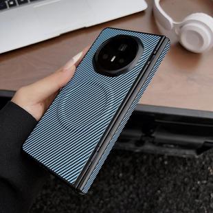 For Honor Magic V5 Folding Shaft Magsafe Carbon Fiber Texture Leather Phone Case(Blue)