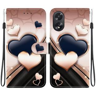 For OPPO A38 / OPPO A18 Crystal Texture Colored Drawing Leather Phone Case(Love Heart)