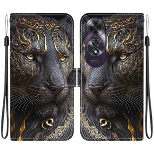 For OPPO A60 4G Crystal Texture Colored Drawing Leather Phone Case(Black Gold Lion)