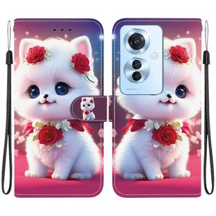 For OPPO Reno11 F / OPPO F25 Pro Crystal Texture Colored Drawing Leather Phone Case(Rose Cat)